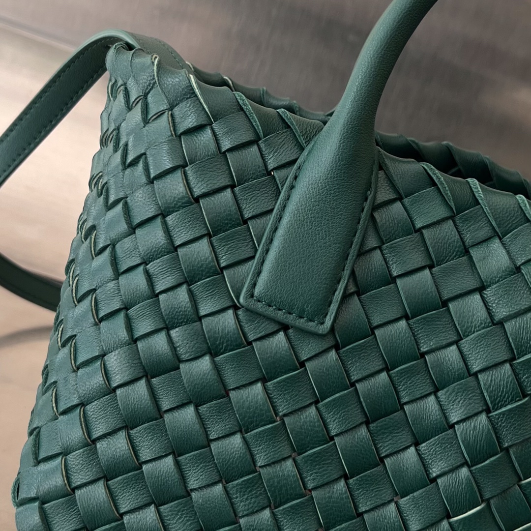 Mini Cabat Intreccio Leather Tote Emerald Green